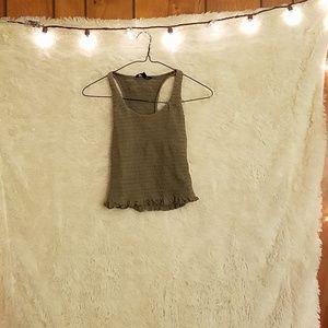 Green ruffled crop top tank top